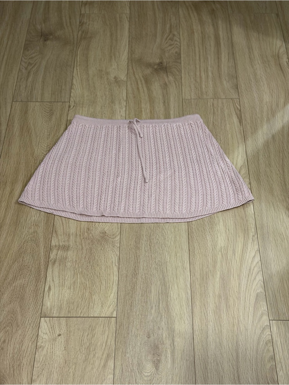 Cable Knit Mini Skirt in Soft Pink size XL